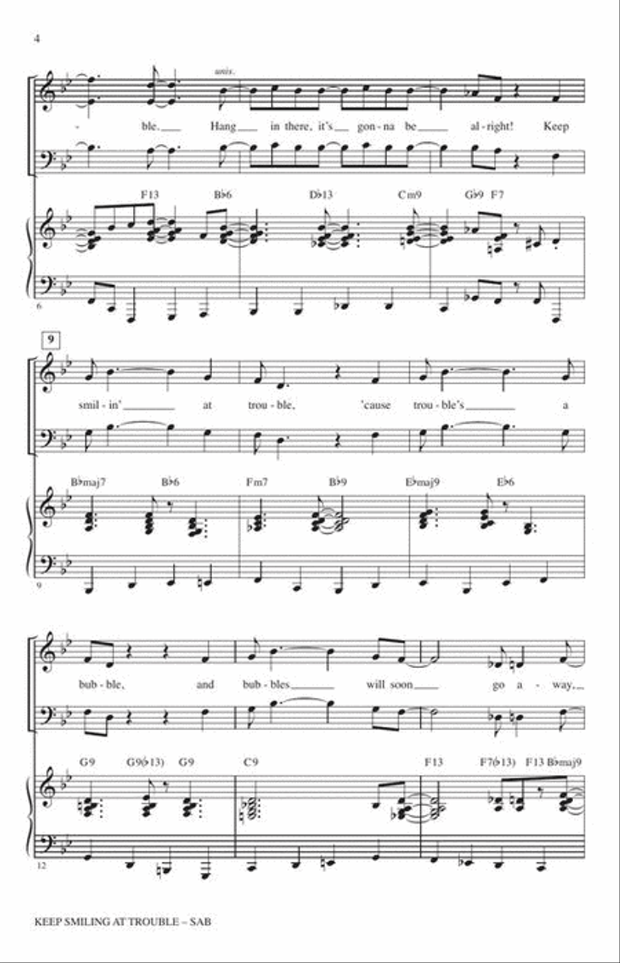 Keep Smiling at Trouble (Trouble's a Bubble) 3-Part scores gallery preview page 4