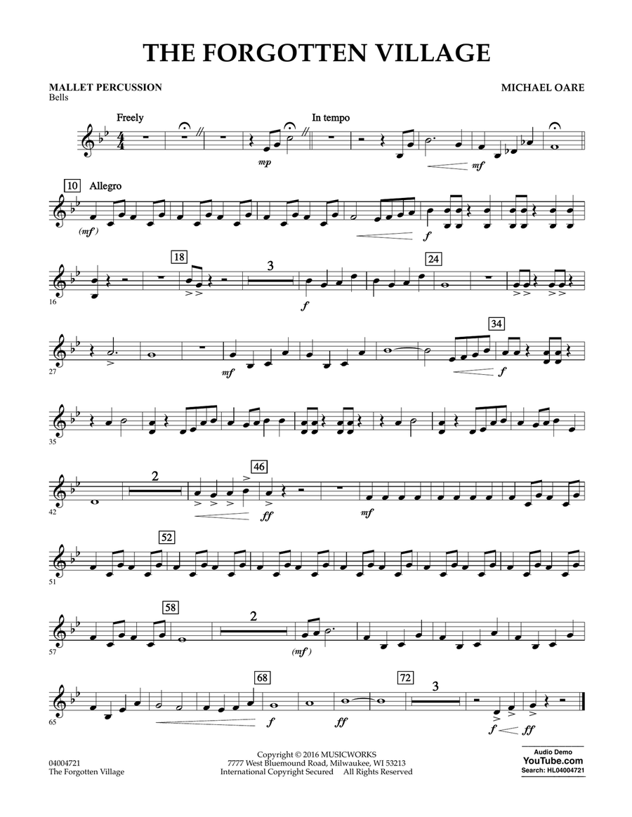 The Forgotten Village - Mallet Percussion Concert Band scores gallery preview page 1
