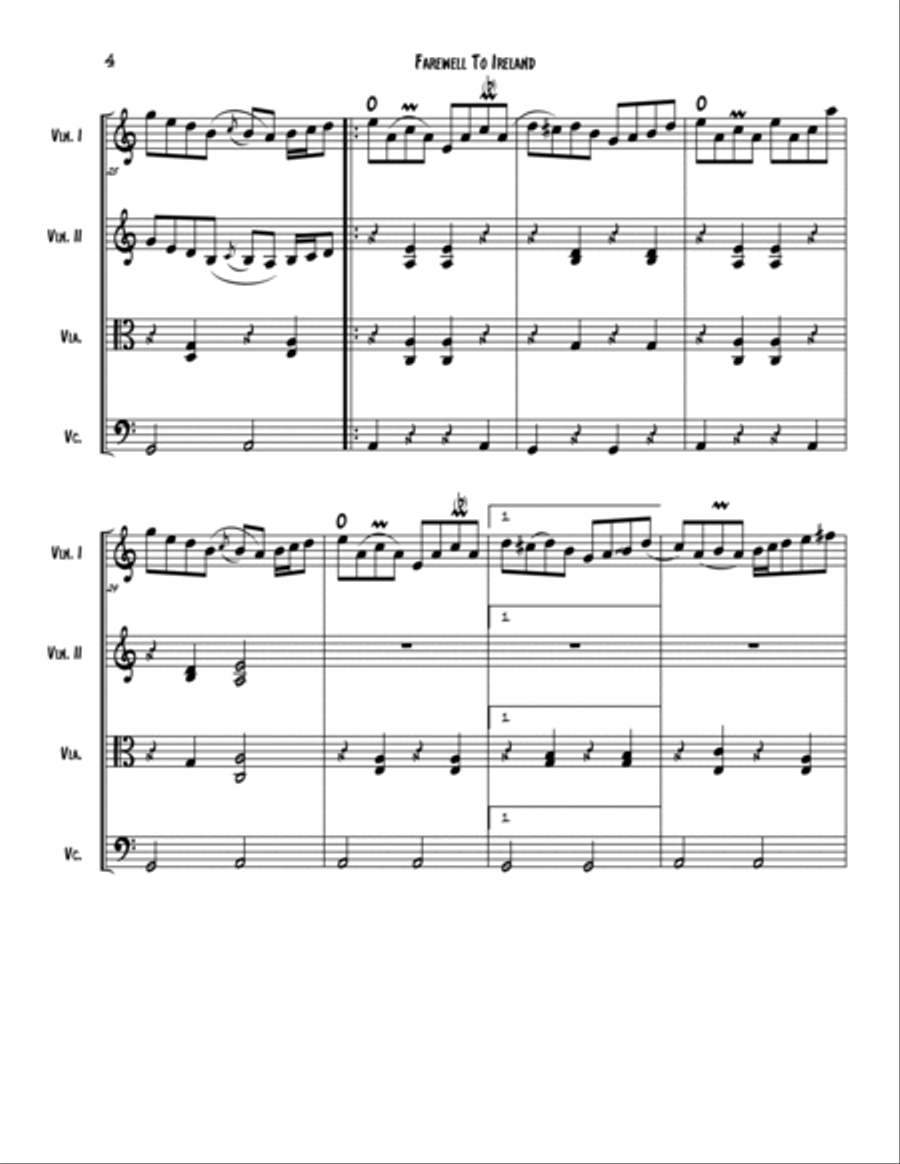 Farewell to Ireland Farewell to Ireland String Quartet scores gallery preview page 4