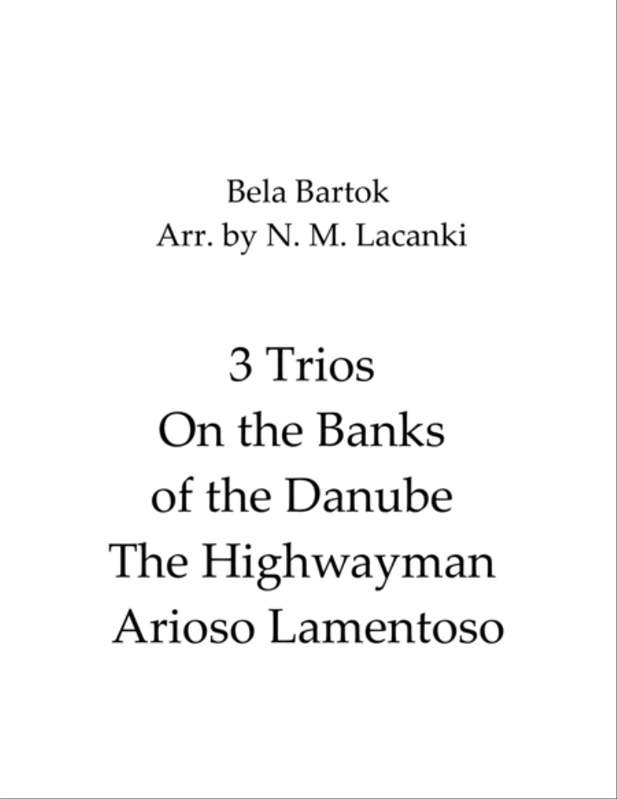 On the Banks of the Danube, The Highwayman and Arioso Lamentoso String Trio scores gallery preview page 1