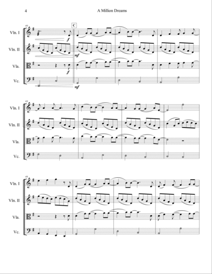 A Million Dreams A Million Dreams String Quartet scores gallery preview page 5