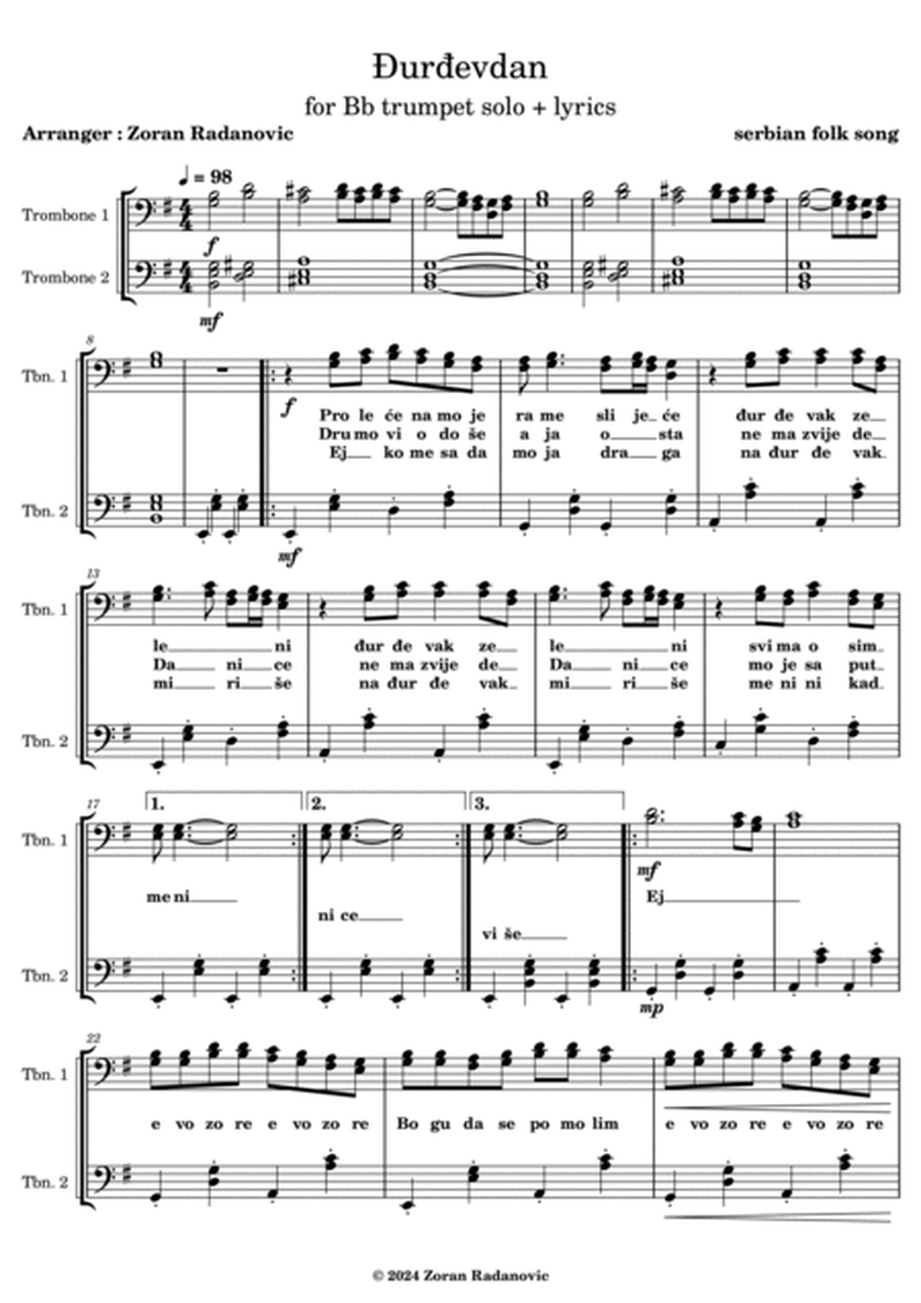 Đurđevdan - Djurdjevdan - Ederlezi - for trombone duet + lyrics image number null