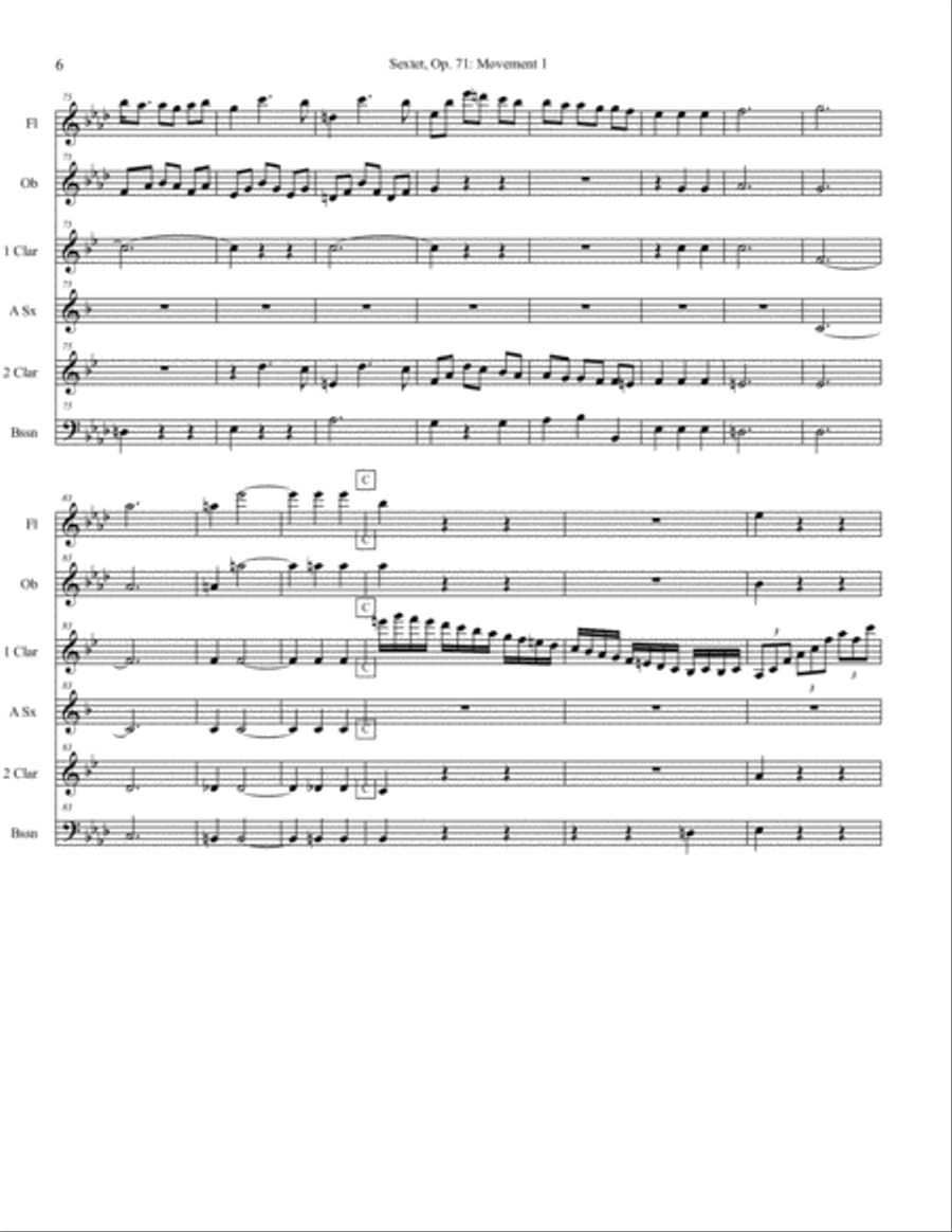 Sextet, Op. 71 (Beethoven) Small Ensemble scores gallery preview page 6
