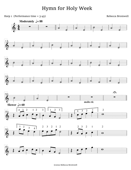 "Hymn for Holy Week" Harp 1 Part - Score Only
