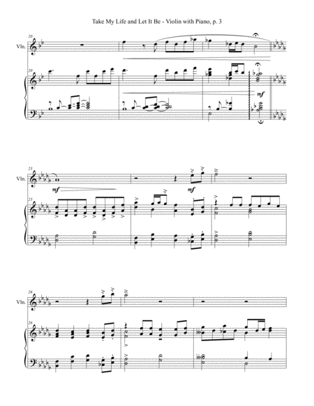 TAKE MY LIFE AND LET IT BE Hymn Sonata (for Violin and Piano with Score/Part) image number null