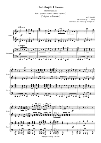 Hallelujah Chorus for 1 piano 4 hands (in C major)