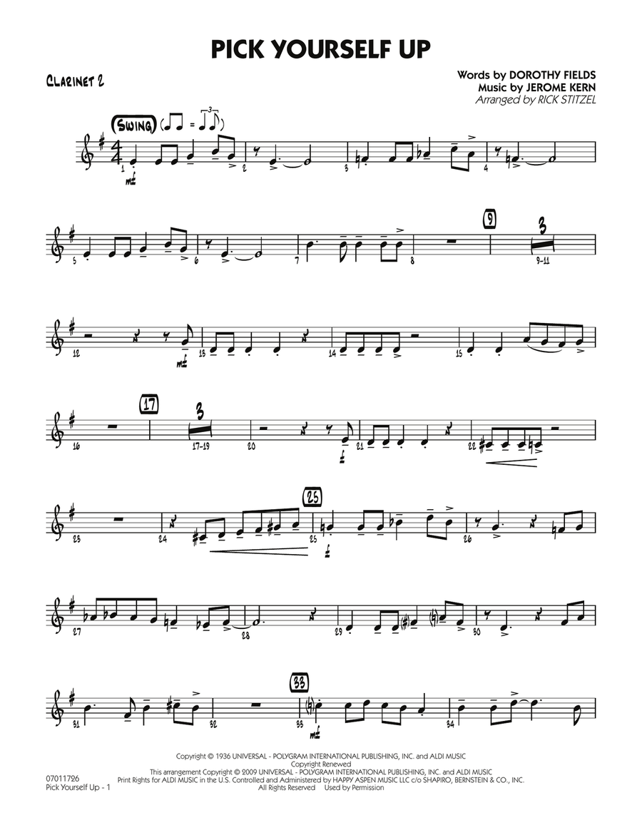 Pick Yourself Up - Clarinet 2 Jazz Ensemble scores gallery preview page 1