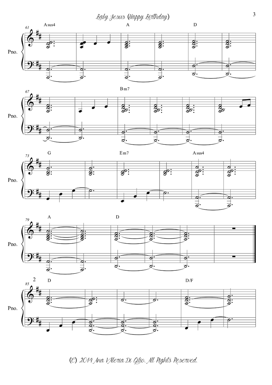 BABY JESUS (Happy Birthday) - Accompaniment Piano Piano Solo scores gallery preview page 4