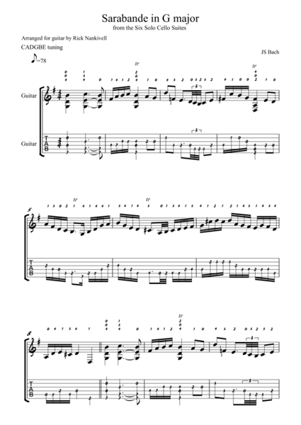 Sarabande in G major BWV 1007