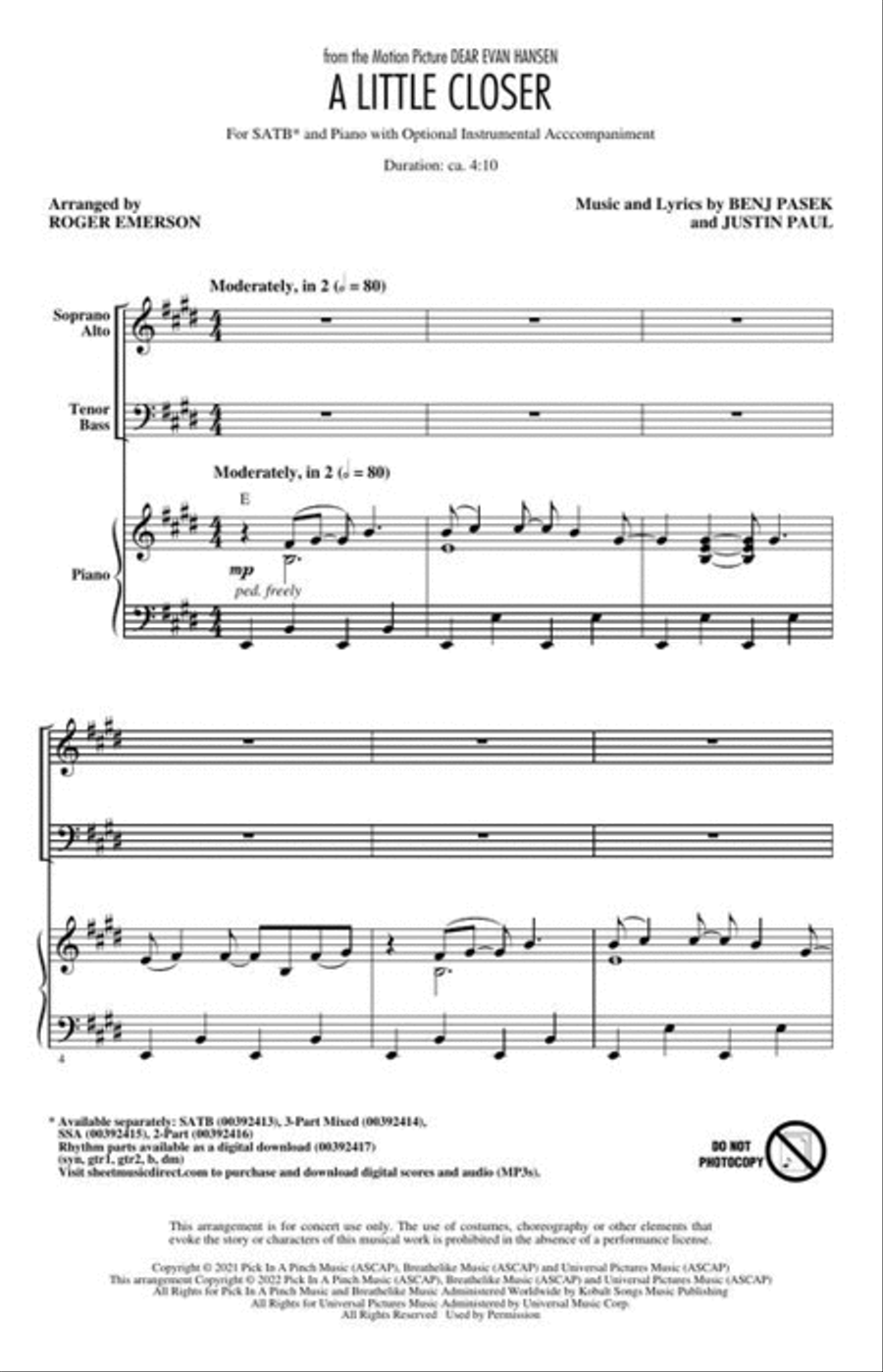 A Little Closer A Little Closer 4-Part scores gallery preview page 3