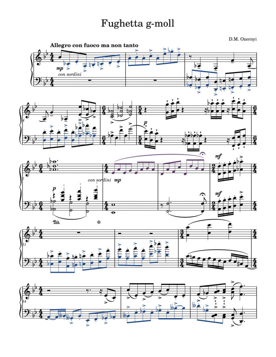 Fughetta g-moll Piano Solo scores gallery preview page 1