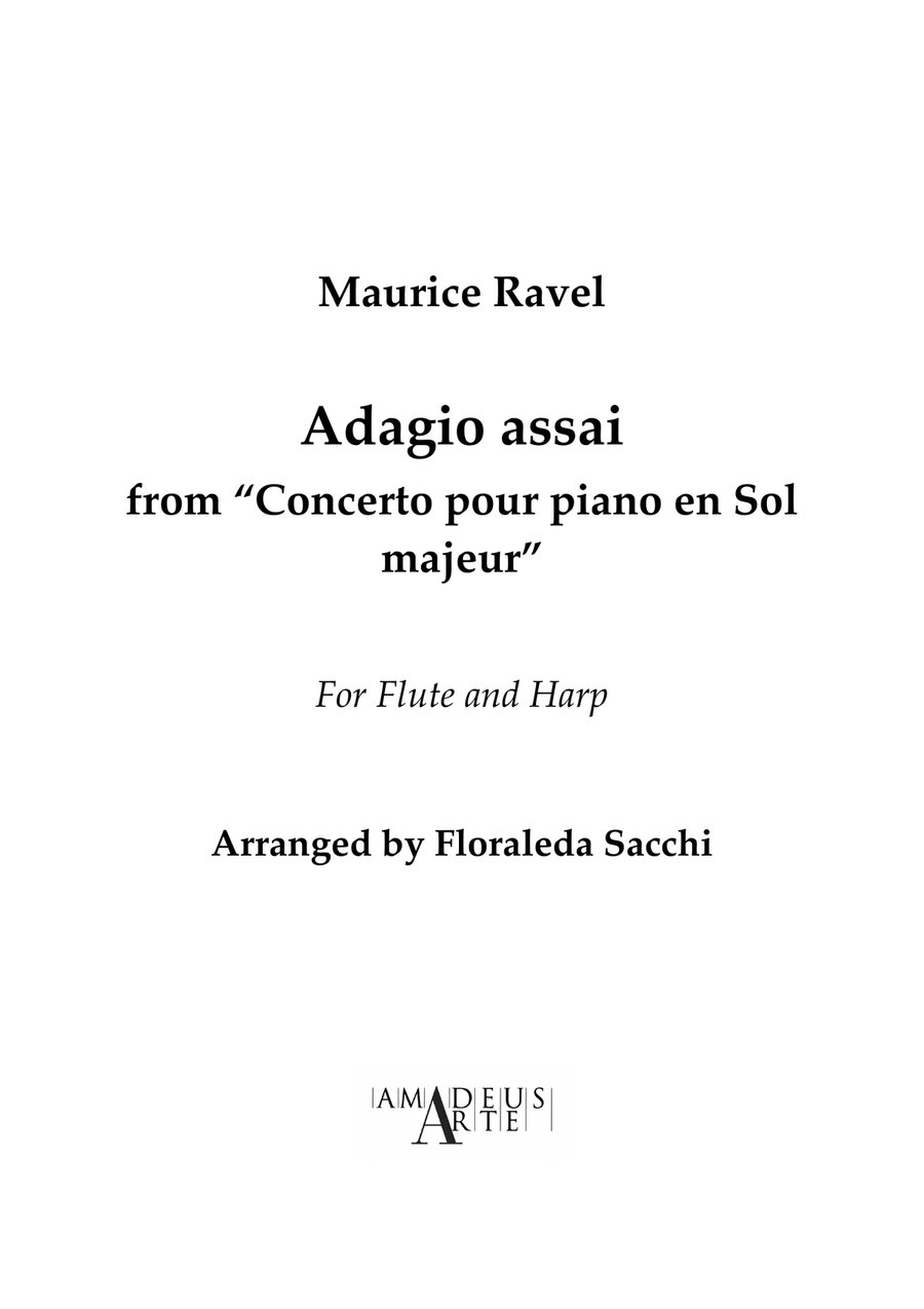 Adagio assai, from Piano Concerto in G major, For Flute and Harp Flute scores gallery preview page 1