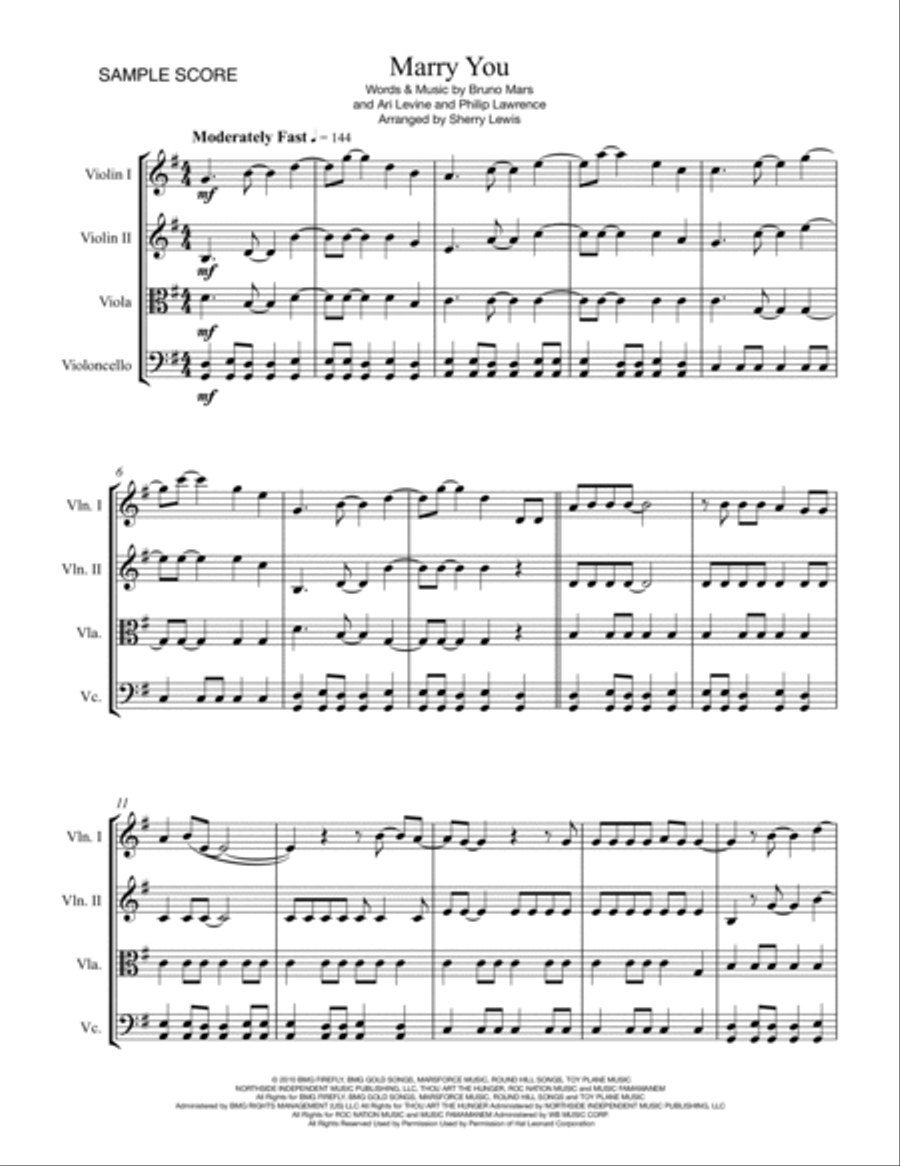 Marry You String Quartet scores gallery preview page 4