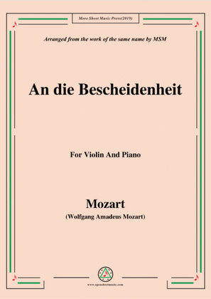Book cover for Mozart-An die bescheidenheit,for Violin and Piano