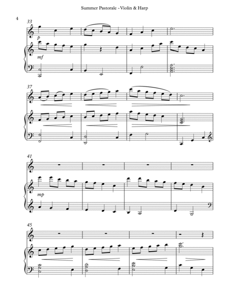 Summer Pastorale, Duet for Violin & Harp by Serena O'Meara String Duet - Digital Sheet Music