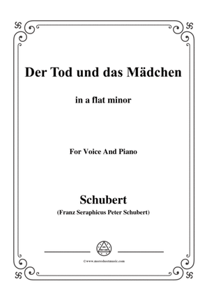 Book cover for Schubert-Der Tod und das Mädchen,Op.7 No.3,in a flat minor,for Voice&Piano