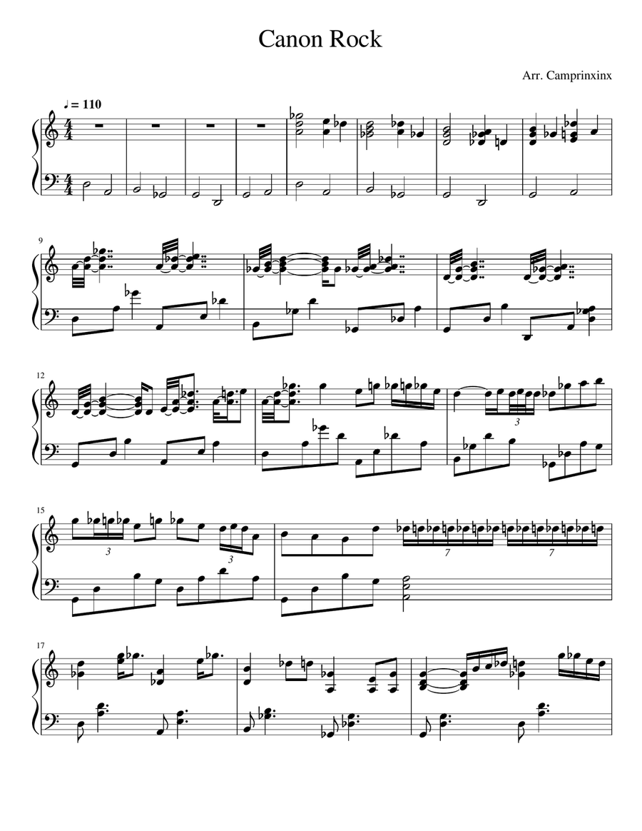 Canon Rock Piano Piano Solo scores gallery preview page 1