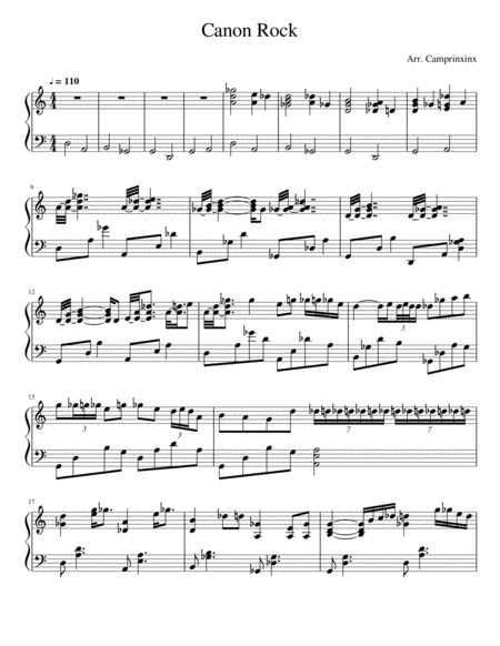 Canon Rock Piano - Piano Solo - Digital Sheet Music