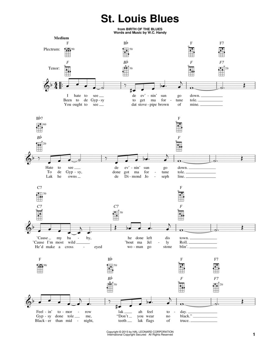 St. Louis Blues St. Louis Blues Banjo scores gallery preview page 1