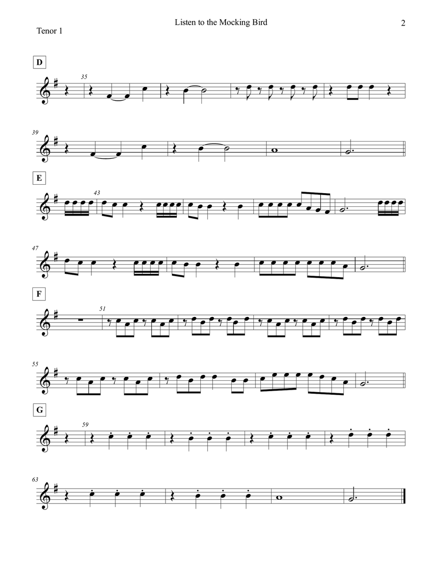 Listen to the Mocking Bird for Recorder Sextet Recorder scores gallery preview page 6