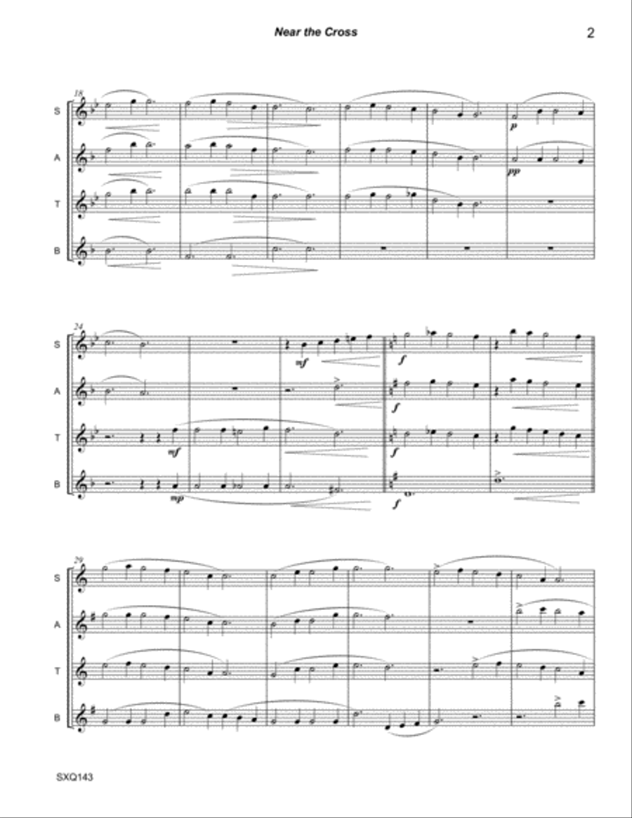 NEAR THE CROSS - SAXOPHONE QUARTET - unaccompanied NEAR THE CROSS - SAXOPHONE QUARTET - unaccompanied Saxophone Quartet scores gallery preview page 2