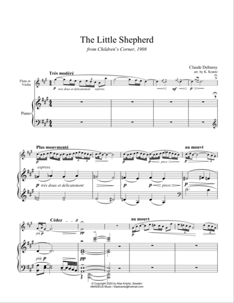 The Little Shepherd for flute or violin and piano Flute scores gallery preview page 2