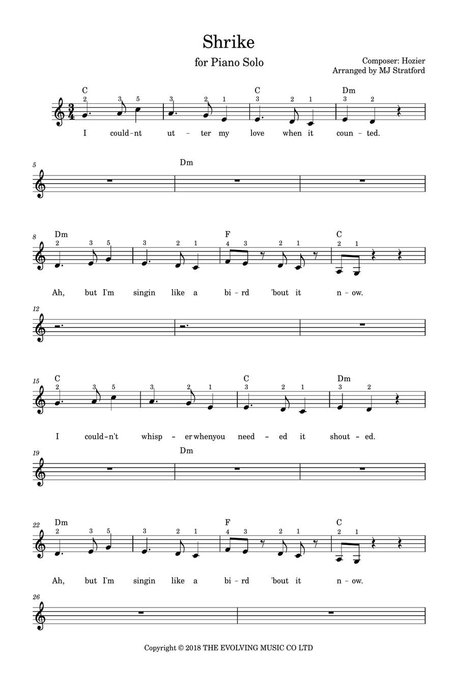 Shrike Piano, Vocal scores gallery preview page 1
