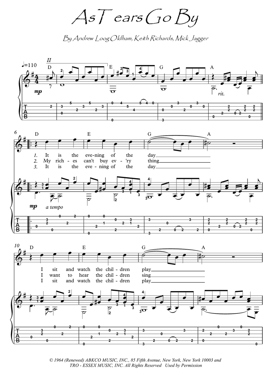 As Tears Go By Acoustic Guitar scores gallery preview page 1
