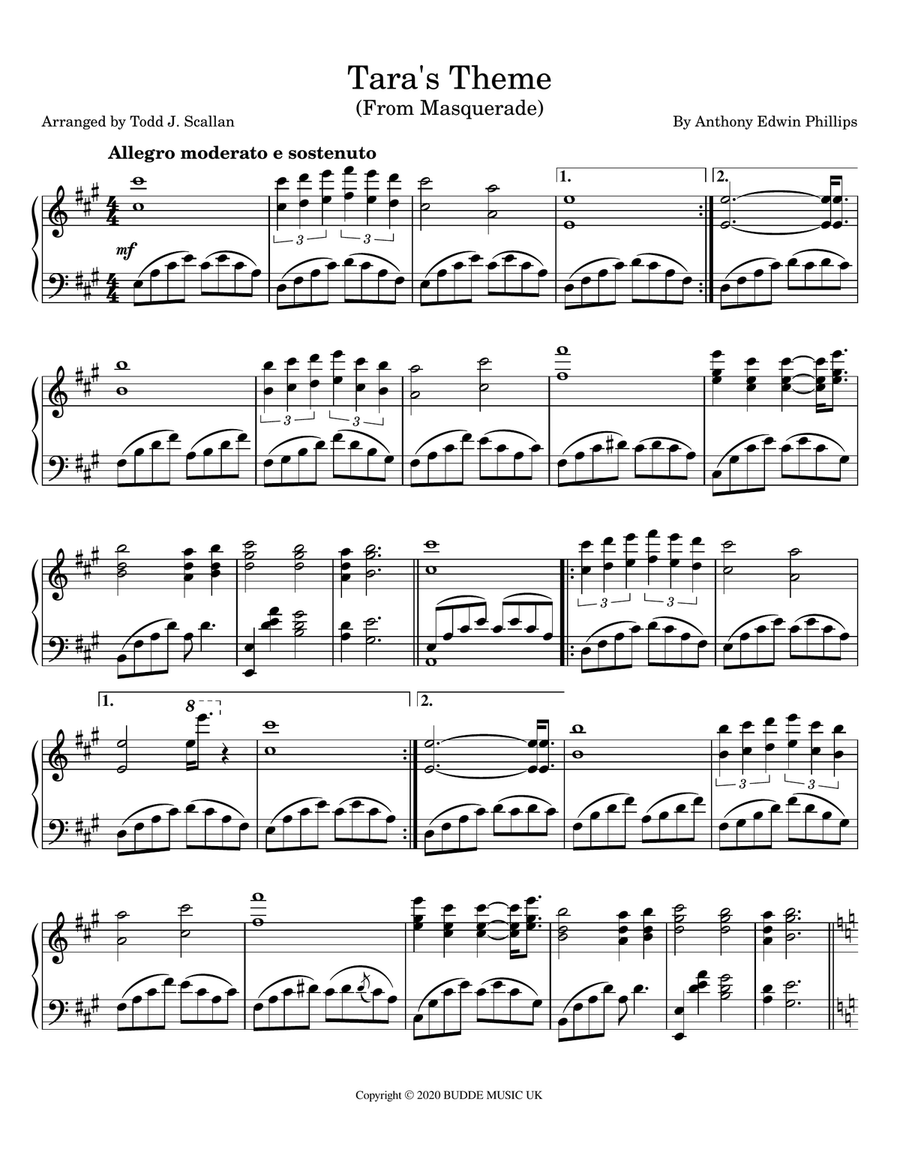 Tara's Theme Piano Solo scores gallery preview page 1