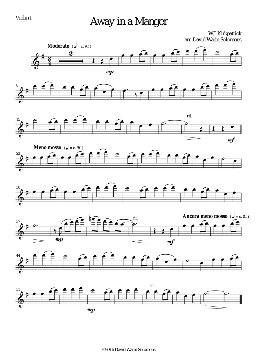Away in a manger for string quartet String Quartet scores gallery preview page 4