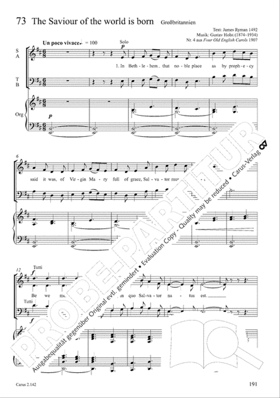 Christmas Carols of the World. Choral collection 4-Part scores gallery preview page 156