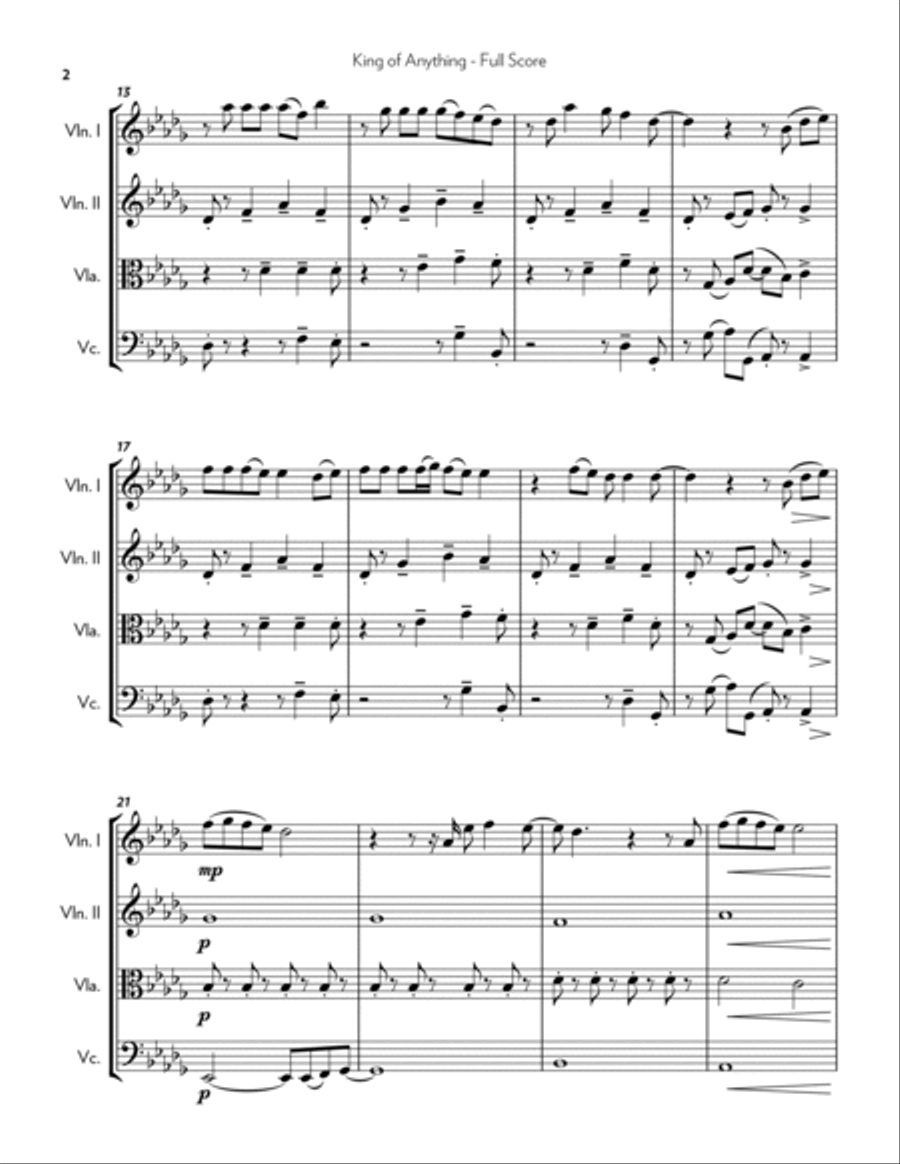 King Of Anything String Quartet scores gallery preview page 2