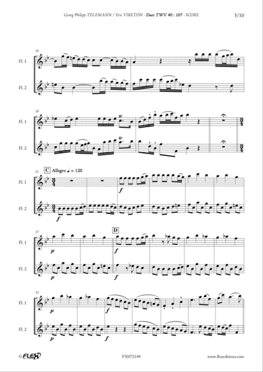 Duet TWV 40 : 107 Duet TWV 40 : 107 Flute Duet scores gallery preview page 3