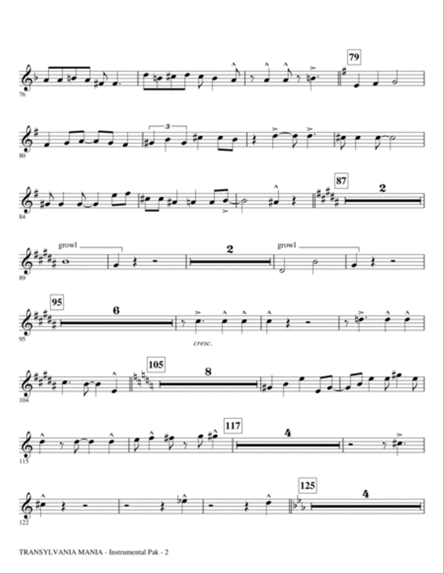 Transylvania Mania (from Young Frankenstein) - Bb Trumpet 2 Choir scores gallery preview page 2