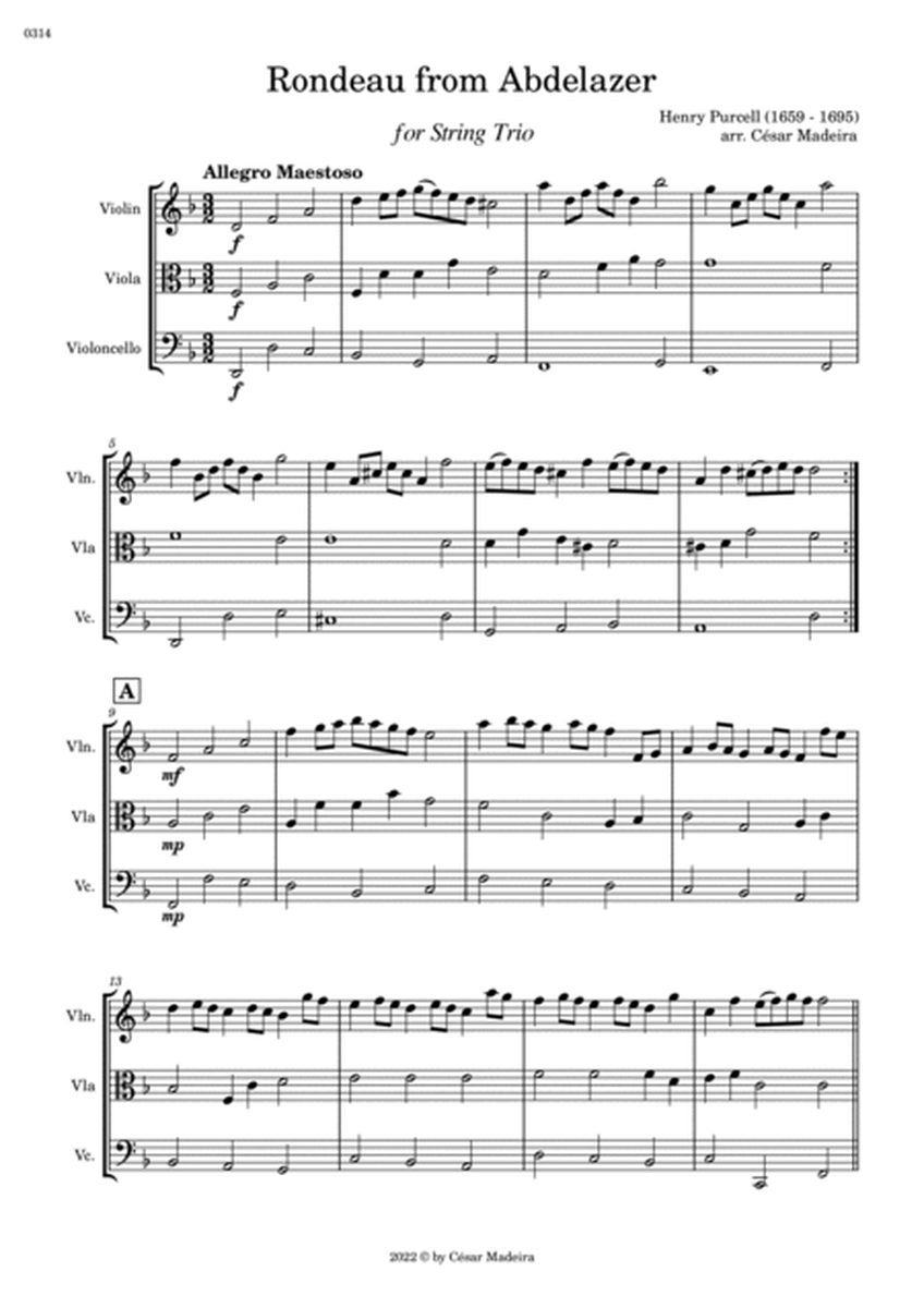 Rondeau from Abdelazer - Violin, Viola and Cello (Full Score and Parts) image number null