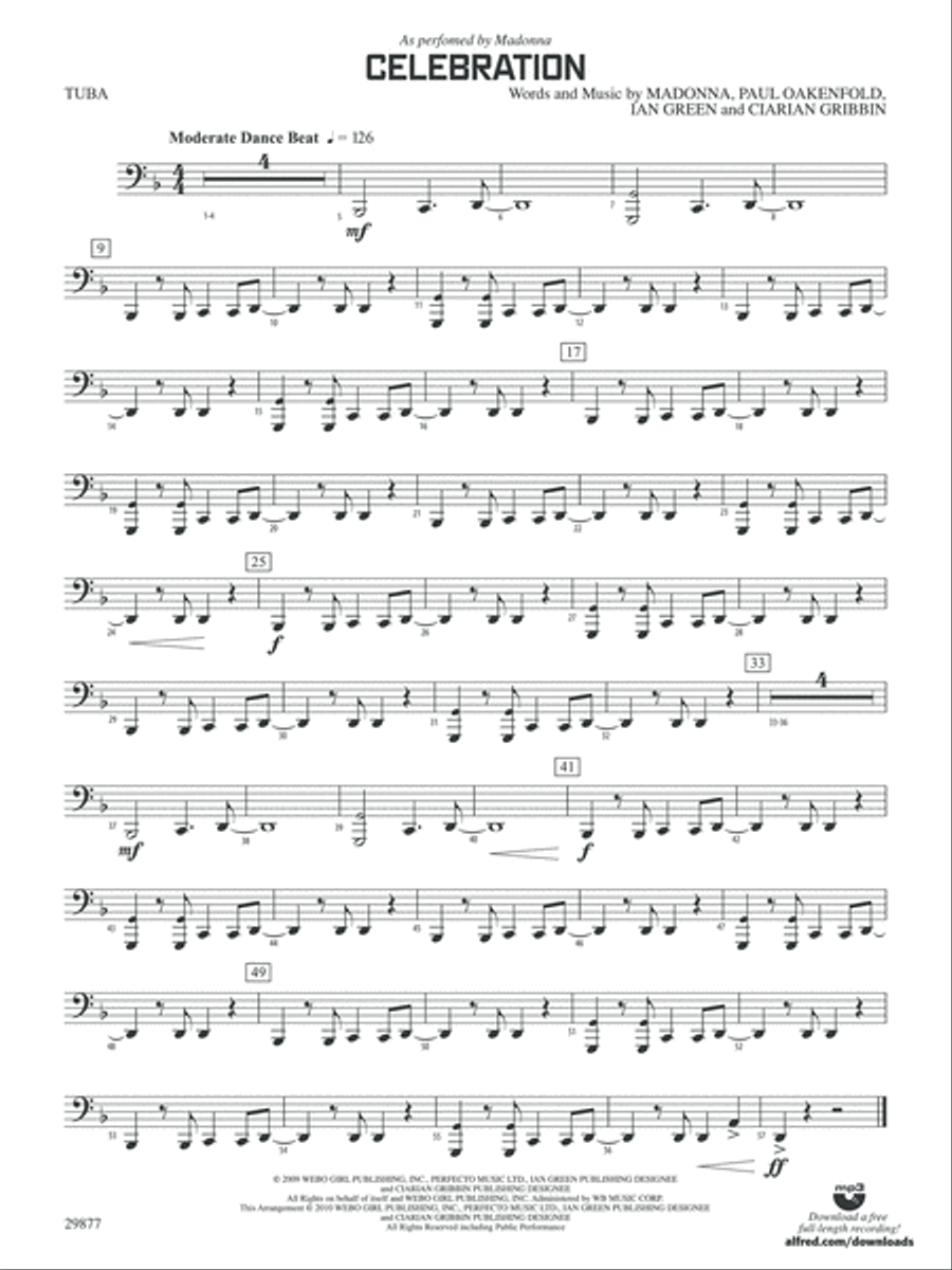 Celebration: Tuba Concert Band scores gallery preview page 1
