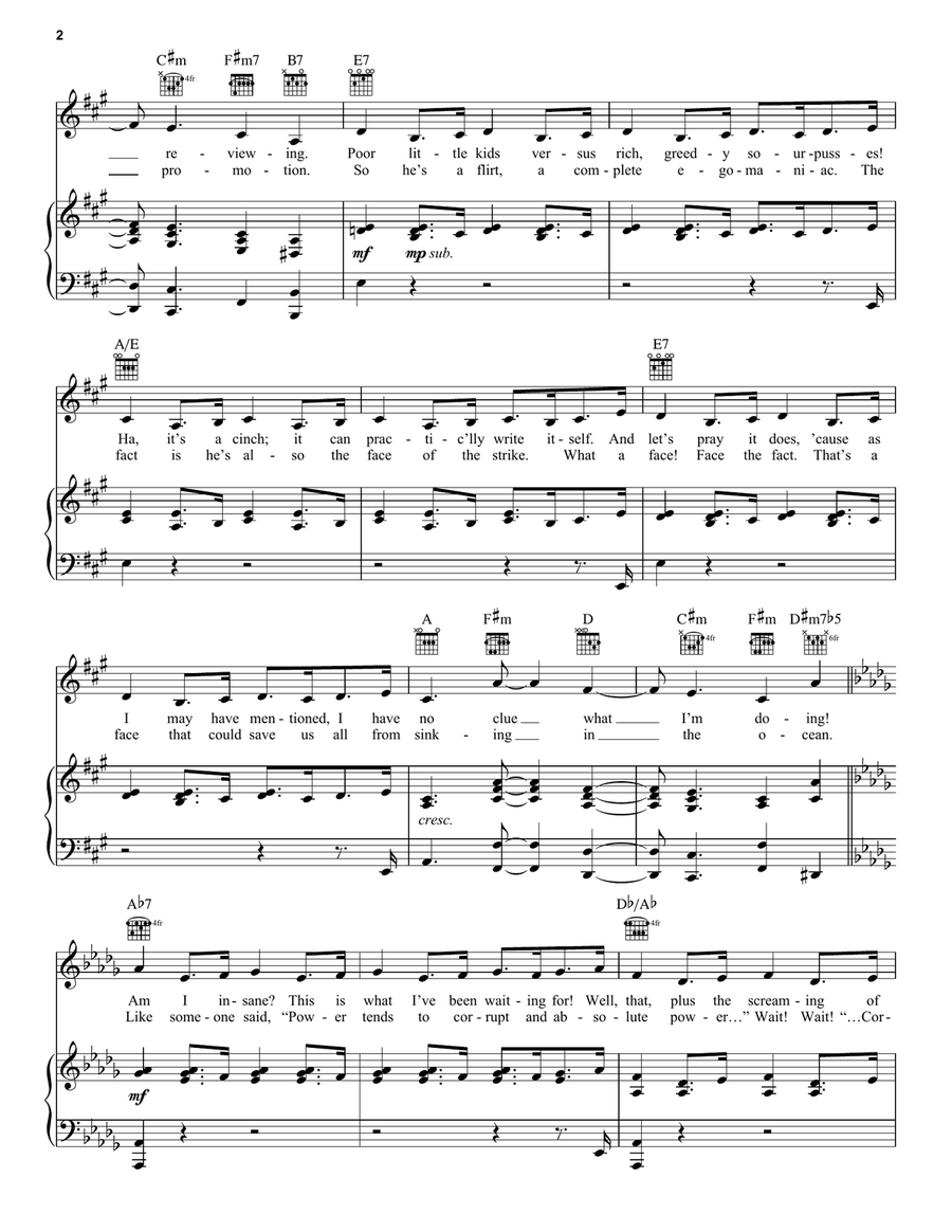 Watch What Happens Piano, Vocal, Guitar scores gallery preview page 2