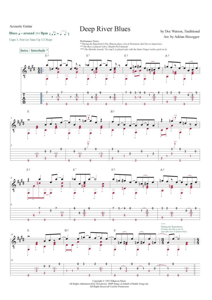 Deep River Blues Acoustic Guitar scores gallery preview page 1