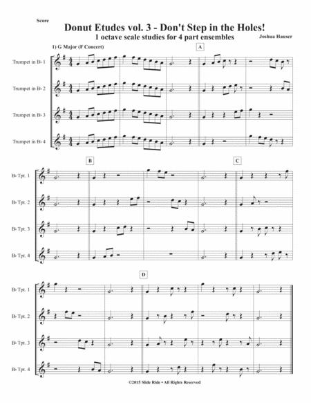 Donut Etudes vol. 3: Don’t Step in the Holes! – Trumpet Quartet (or Baritone T.C.)