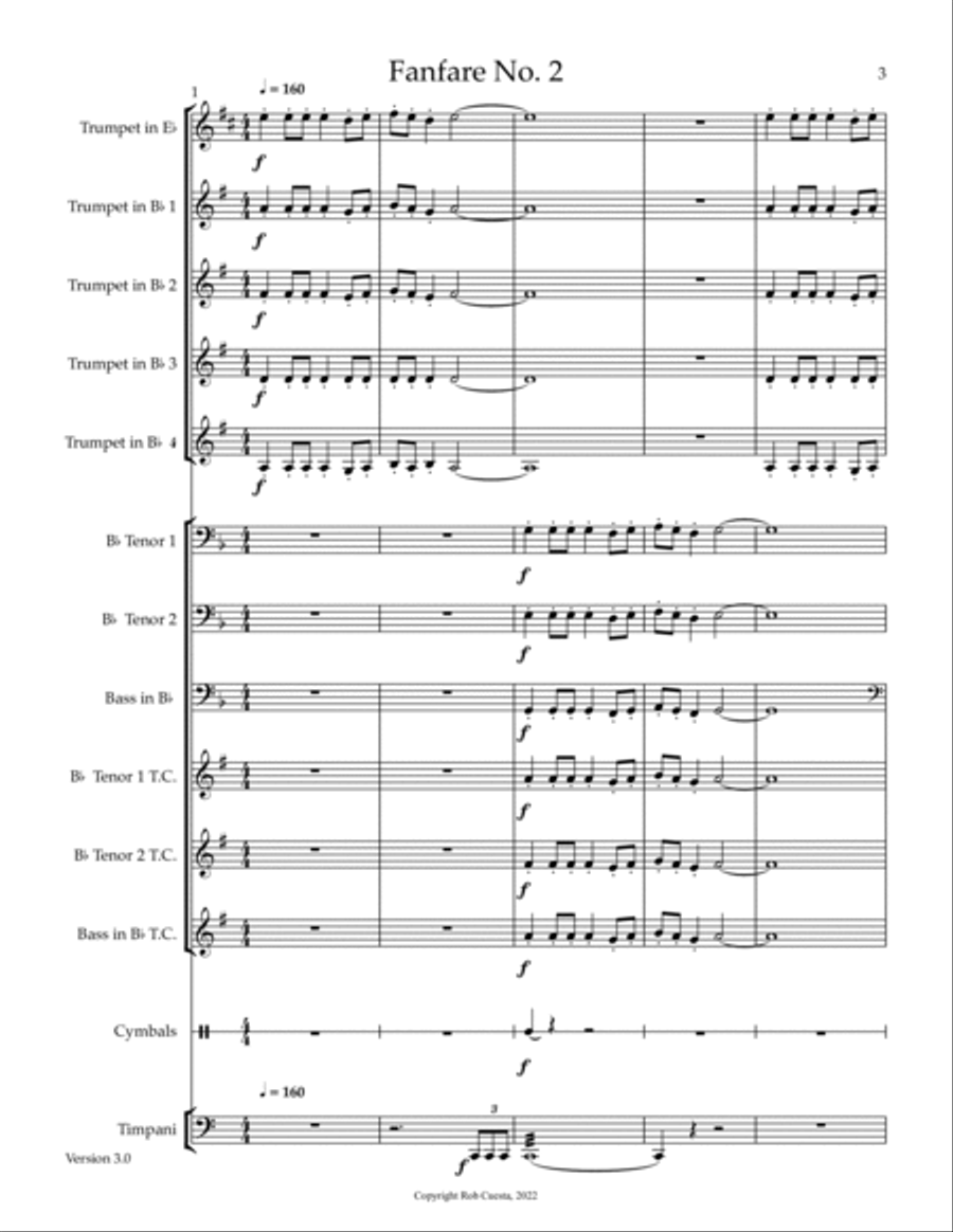 3 Fanfares for a Jubilant Occasion Brass Ensemble scores gallery preview page 3