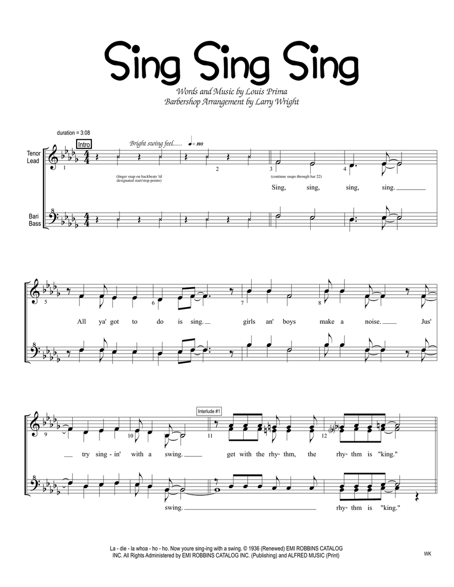Sing, Sing, Sing SSAA scores gallery preview page 1