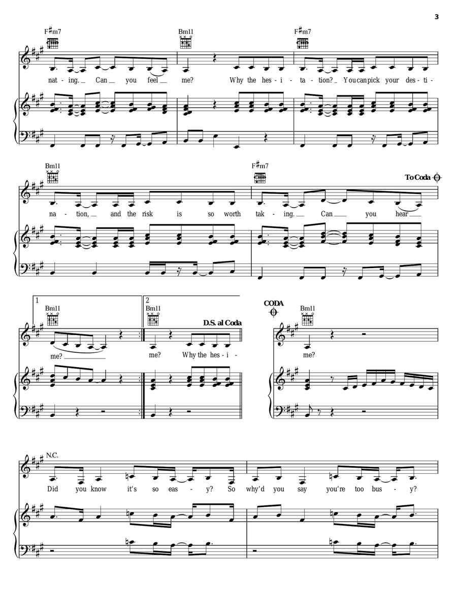 Hesitation Hesitation Piano, Vocal, Guitar scores gallery preview page 3