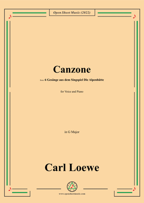 Book cover for Loewe-Canzone,in G Major,for Voice and Piano