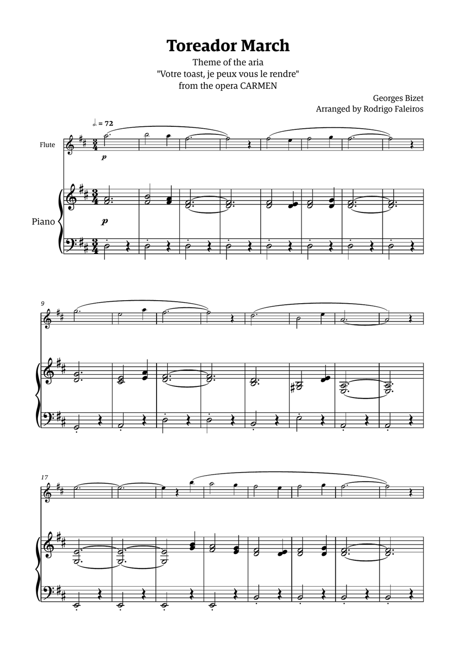 Toreador March (from the opera Carmen) - easy version Chamber Music scores gallery preview page 1