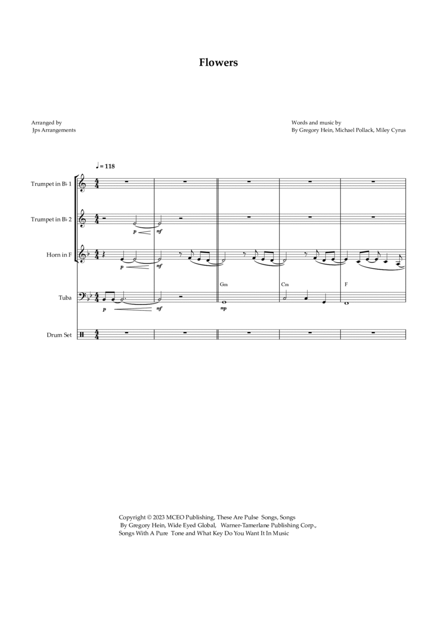 Flowers Brass Quartet scores gallery preview page 1