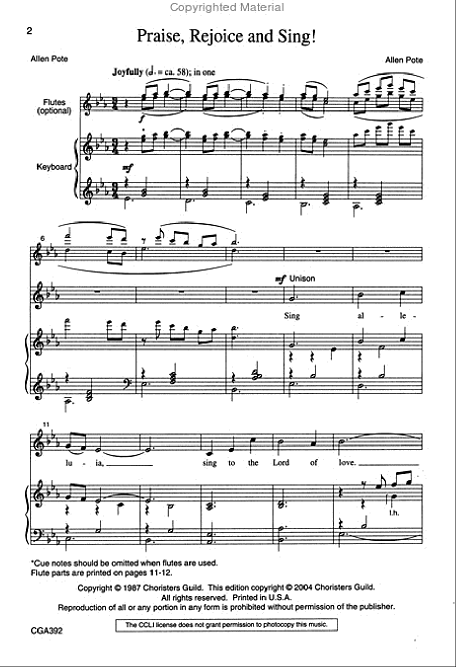 Praise, Rejoice and Sing Praise, Rejoice and Sing Unison Choir scores gallery preview page 2