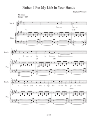 Father, I Put My Life In Your Hands (Tenor solo with SATB)