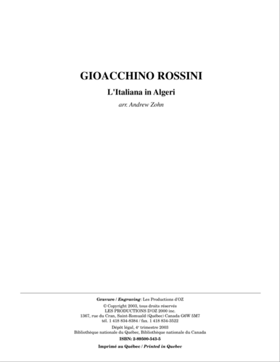 L'Italiana in Algeri Classical Guitar scores gallery preview page 1