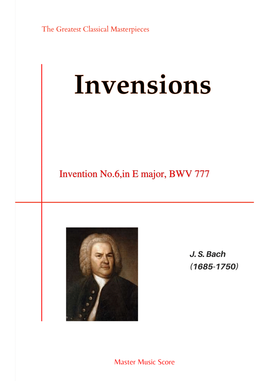 Book cover for Bach-Invention No.6,in E major, BWV 777.(Piano)