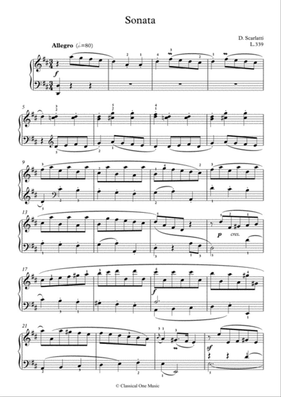 Scarlatti-Sonata in D-Major L.339 K.512(piano) Piano Solo scores gallery preview page 2